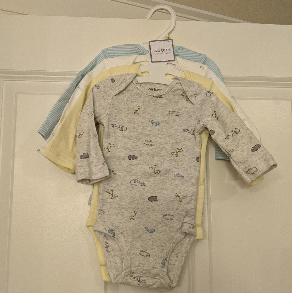4 Carter's long sleeve onesies